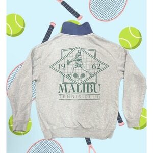 Grey Malibu Tennis Club quarter zip sweatshirt sportswear#preppy#tennis#malibu